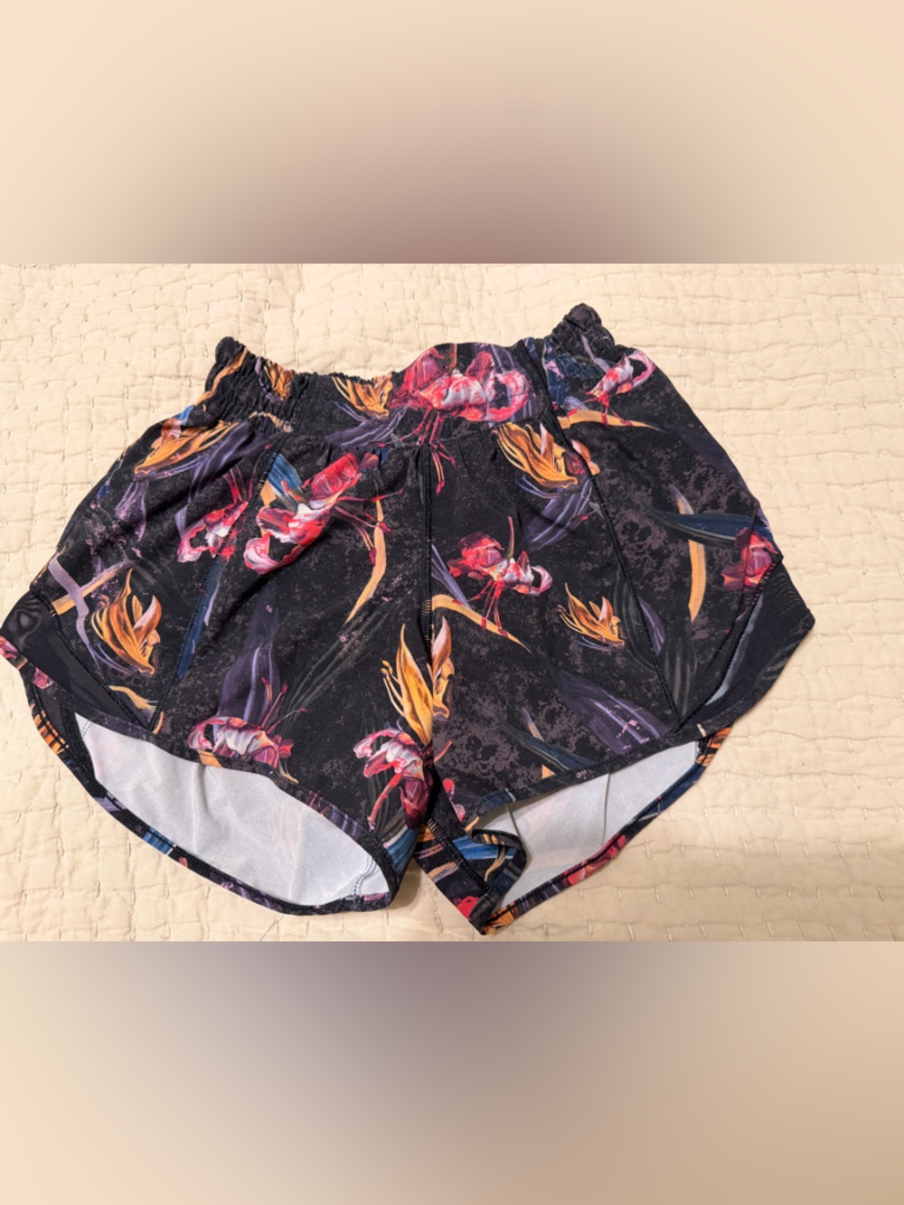 Lululemon Black Floral Print Shorts, Size 2